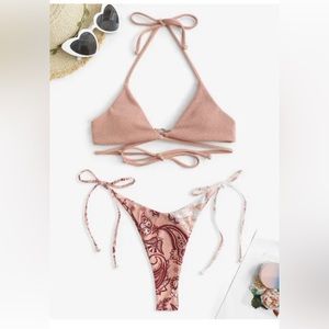 Salmon boho Bikini